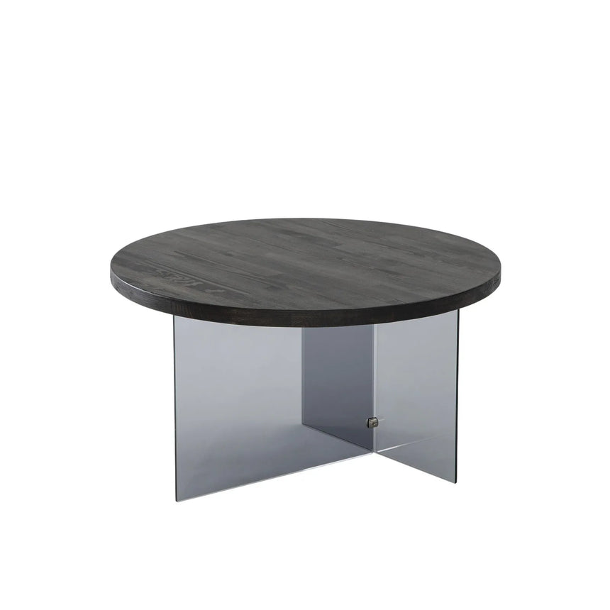 Runder Couchtisch Serenity aus Holz und gehärtetem Glas in Anthrazit und Dunkelgrau 70Ø von Hanah Home – Bild 5