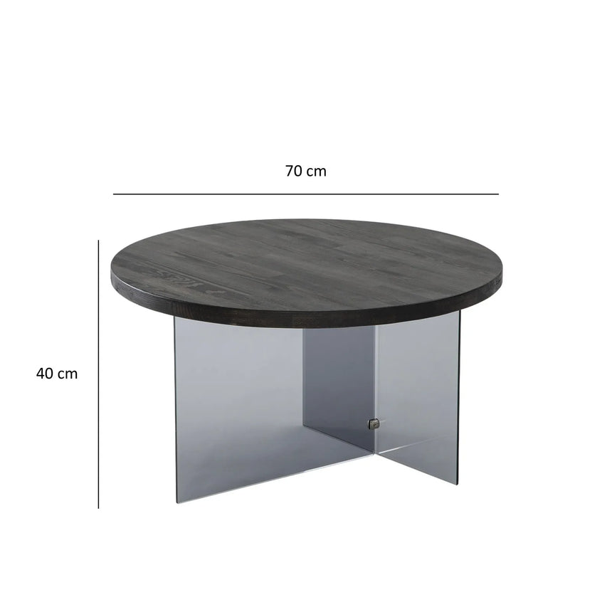 Runder Couchtisch Serenity aus Holz und gehärtetem Glas in Anthrazit und Dunkelgrau 70Ø von Hanah Home – Bild 6