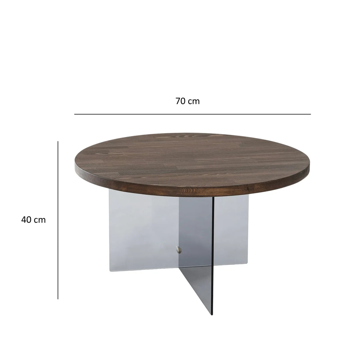 Runder Couchtisch Serenity aus Holz und gehärtetem Glas in Walnuss und Dunkelgrau 70Ø von Hanah Home – Bild 6