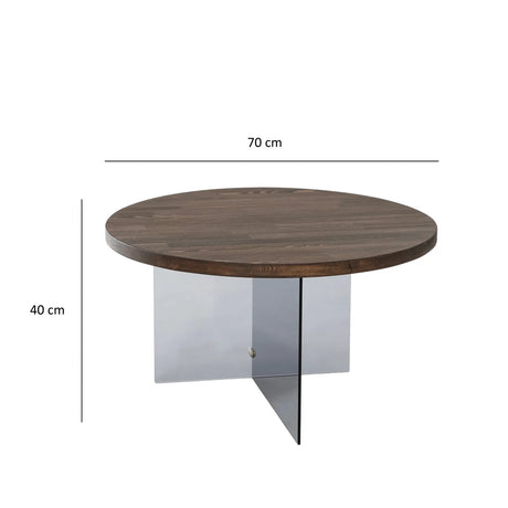 Runder Couchtisch Serenity aus Holz und gehärtetem Glas in Walnuss und Dunkelgrau 70Ø von Hanah Home – Bild 6