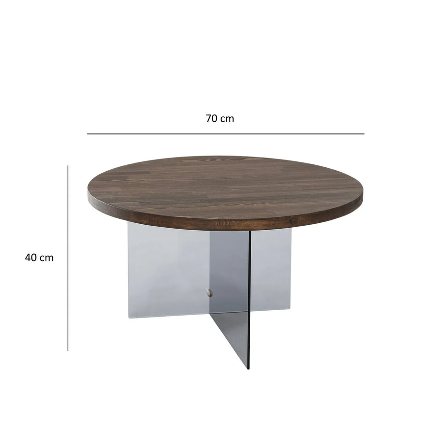Runder Couchtisch Serenity aus Holz und gehärtetem Glas in Walnuss und Dunkelgrau 70Ø von Hanah Home – Bild 6