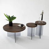 Runder Couchtisch Serenity aus Holz und gehärtetem Glas in Walnuss und Dunkelgrau 70Ø von Hanah Home – Bild 7