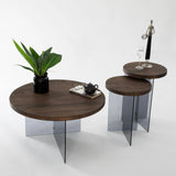 Runder Couchtisch Serenity aus Holz und gehärtetem Glas in Walnuss und Dunkelgrau 70Ø von Hanah Home – Bild 8