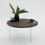 Runder Couchtisch Serenity aus Holz und gehärtetem Glas in Walnuss und Transparent 70Ø von Hanah Home – Bild 2