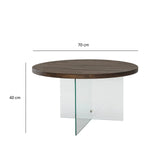 Runder Couchtisch Serenity aus Holz und gehärtetem Glas in Walnuss und Transparent 70Ø von Hanah Home – Bild 5