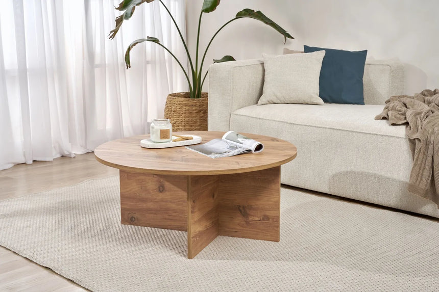Runder Couchtisch Soleil aus melaminbeschichteter Spanplatte 90Ø von Hanah Home – Bild 2
