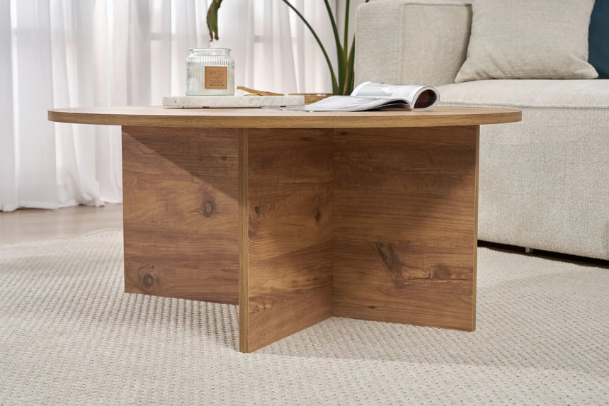 Runder Couchtisch Soleil aus melaminbeschichteter Spanplatte 90Ø von Hanah Home – Bild 4