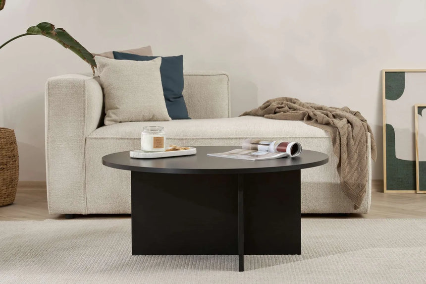 Runder Couchtisch Soleil aus melaminbeschichteter Spanplatte in Holzschwarz 90Ø von Hanah Home – Bild 1