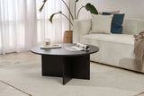 Runder Couchtisch Soleil aus melaminbeschichteter Spanplatte in Holzschwarz 90Ø von Hanah Home – Bild 2