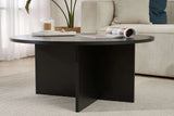 Runder Couchtisch Soleil aus melaminbeschichteter Spanplatte in Holzschwarz 90Ø von Hanah Home – Bild 4