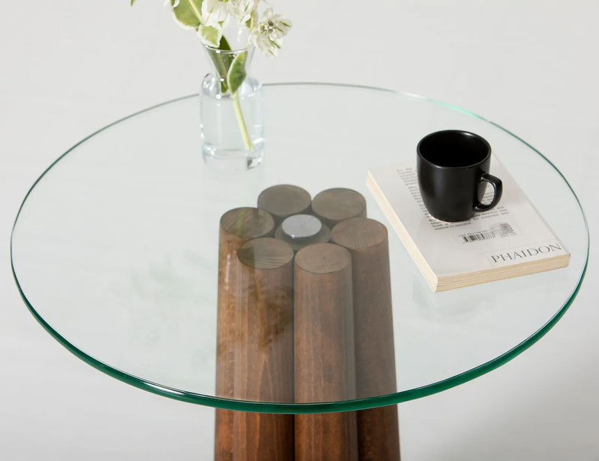 Runder Couchtisch Thales aus Buche und gehärtetem Glas 50Ø von Hanah Home – Bild 9