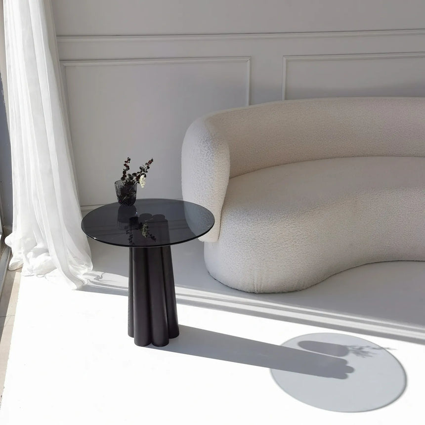 Runder Couchtisch Thales aus Buche und gehärtetem Glas in Schwarz und Dunkelgrau 50Ø von Hanah Home – Bild 1