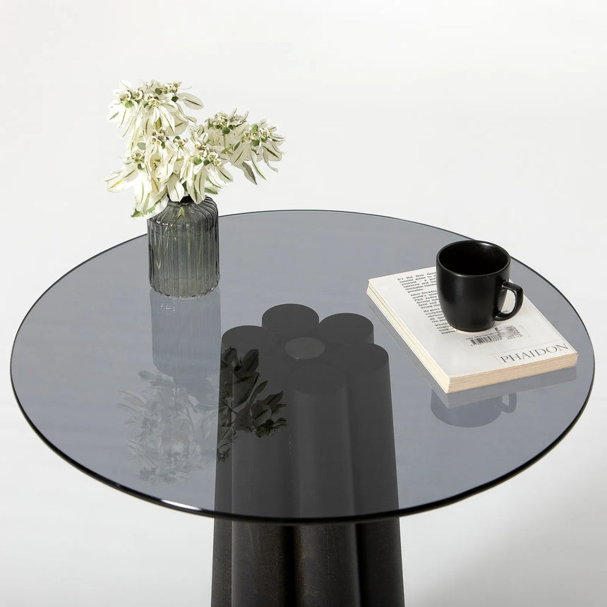 Runder Couchtisch Thales aus Buche und gehärtetem Glas in Schwarz und Dunkelgrau 50Ø von Hanah Home – Bild 10
