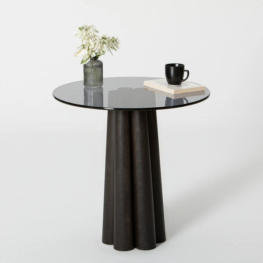 Runder Couchtisch Thales aus Buche und gehärtetem Glas in Schwarz und Dunkelgrau 50Ø von Hanah Home – Bild 8