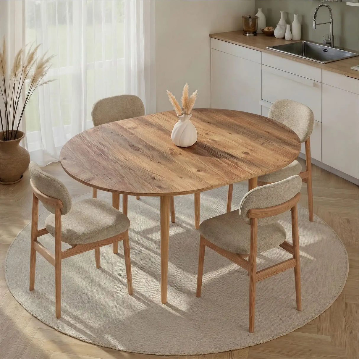 Runder Esstisch Viona aus melaminbeschichteten Holz, 100×100×75 cm von Hanah Home – Bild 1