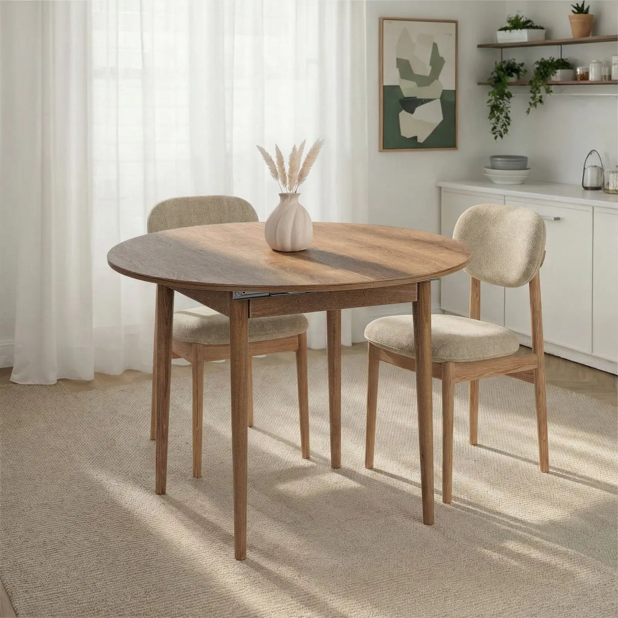Runder Esstisch Viona aus melaminbeschichteten Holz in Kafkas Eiche, 100×100×75 cm von Hanah Home – Bild 3