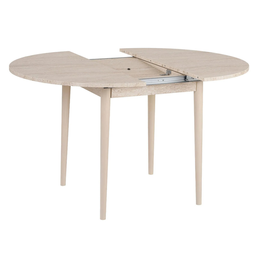 Runder Esstisch Viona aus melaminbeschichteten Holz in Travertin und Eiche, 100×100×75 cm von Hanah Home – Bild 7
