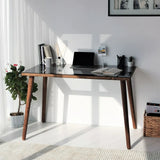 Schreibtisch Cozy aus Buchenholz und gehärtetem Glas in Walnuss, 110×60×73 cm von Hanah Home – Bild 5