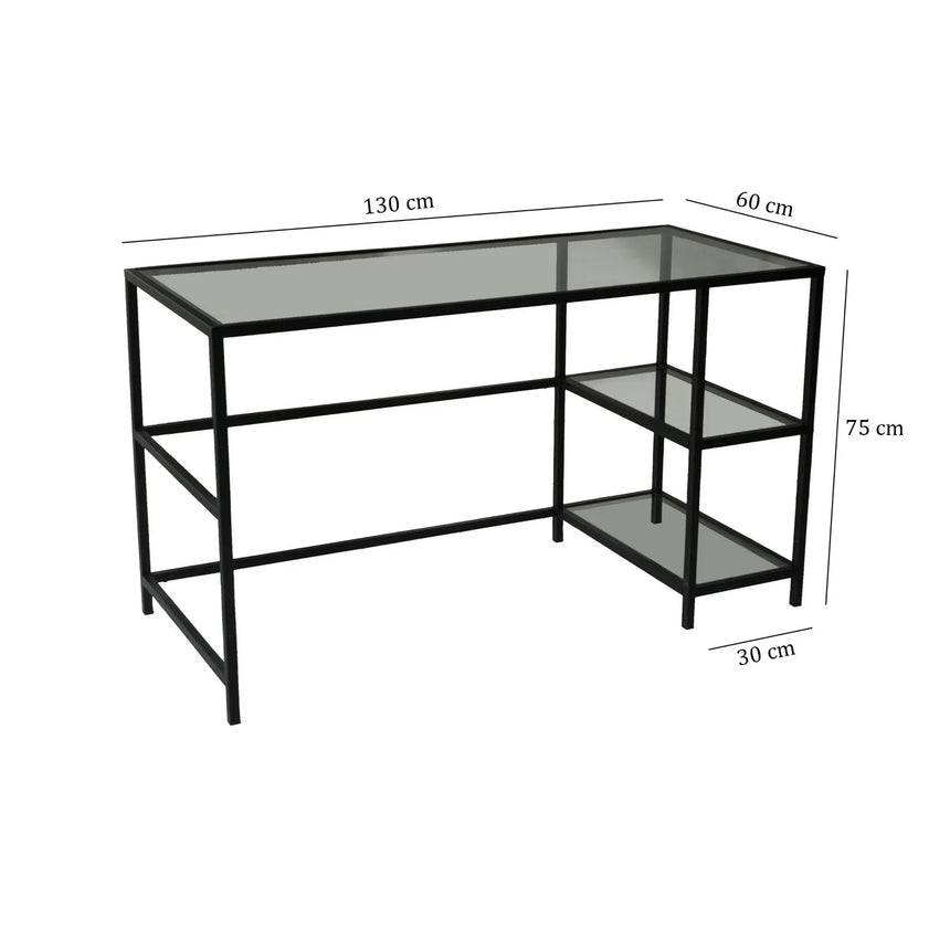 Schreibtisch Master aus Metall und gehärtetem Glas, 130×60×75 cm von Hanah Home – Bild 10