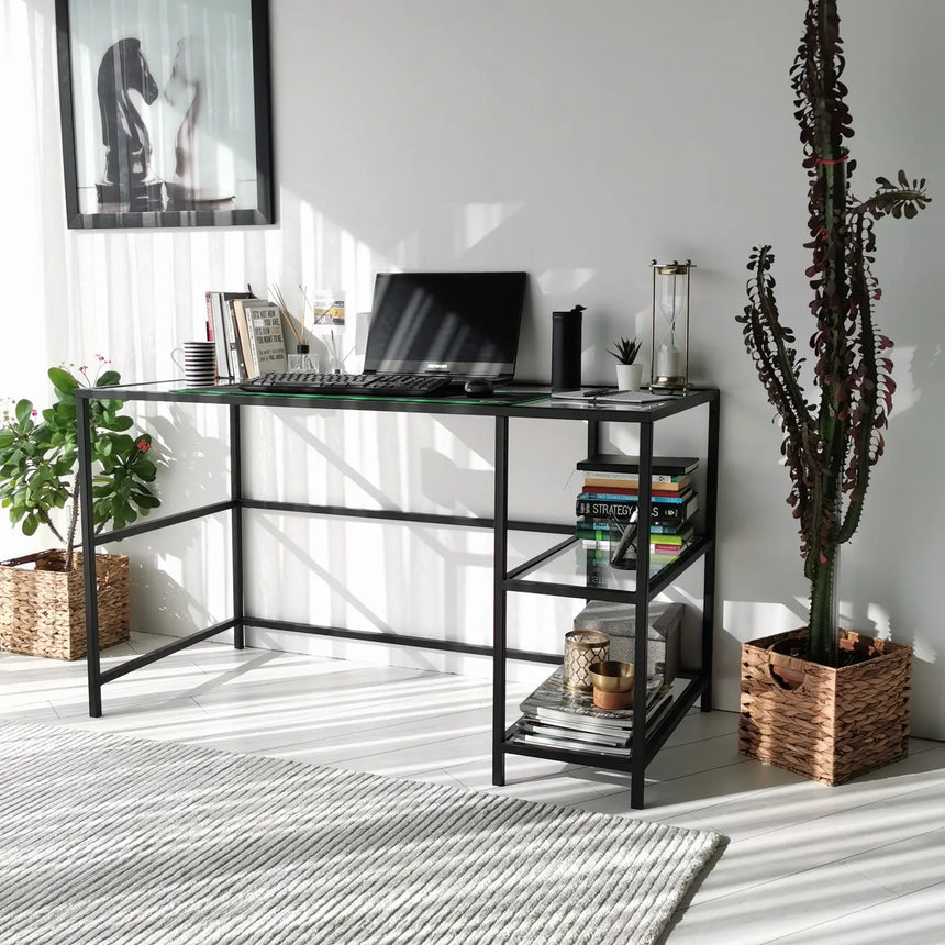 Schreibtisch Master aus Metall und gehärtetem Glas, 130×60×75 cm von Hanah Home – Bild 4