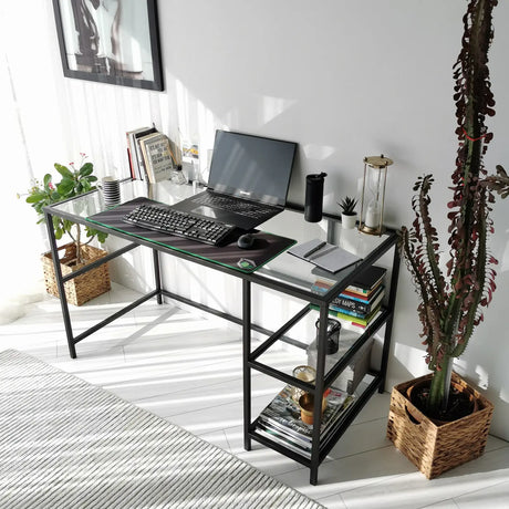 Schreibtisch Master aus Metall und gehärtetem Glas, 130×60×75 cm von Hanah Home – Bild 5