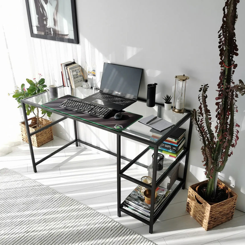 Schreibtisch Master aus Metall und gehärtetem Glas, 130×60×75 cm von Hanah Home – Bild 5