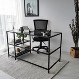 Schreibtisch Master aus gehärtetem Glas und Metall in Schwarz und Rauch, 130×60×75 cm von Hanah Home – Bild 1