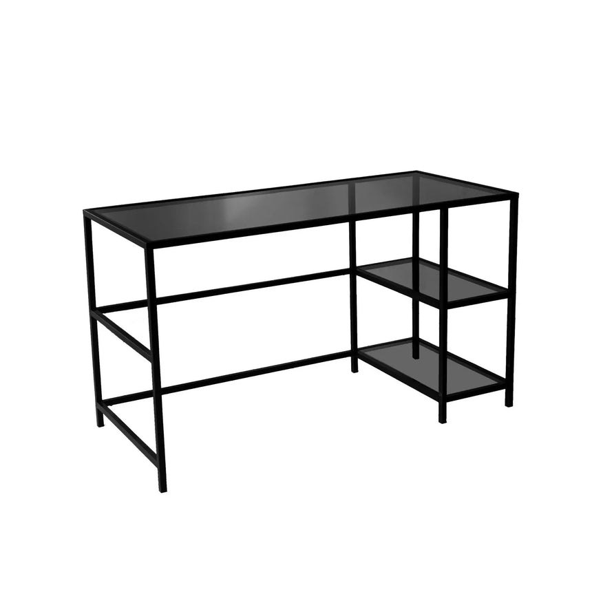 Schreibtisch Master aus gehärtetem Glas und Metall in Schwarz und Rauch, 130×60×75 cm von Hanah Home – Bild 10