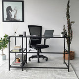 Schreibtisch Master aus gehärtetem Glas und Metall in Schwarz und Rauch, 130×60×75 cm von Hanah Home – Bild 2