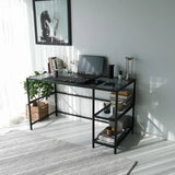 Schreibtisch Master aus gehärtetem Glas und Metall in Schwarz und Rauch, 130×60×75 cm von Hanah Home – Bild 5