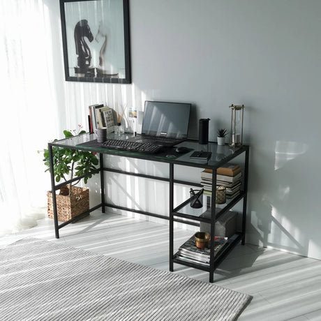 Schreibtisch Master aus gehärtetem Glas und Metall in Schwarz und Rauch, 130×60×75 cm von Hanah Home – Bild 5