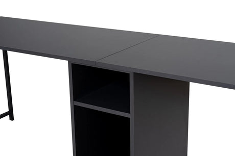 Schreibtisch Twin Study Desk aus Metall und melaminharzbeschichteten Holz in Anthrazit und Schwarz, 240×60×74 cm von Hanah Home – Bild 7