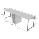 Schreibtisch Twin Study Desk aus Metall und melaminharzbeschichteten Holz in Atlantische Kiefer und Schwarz, 240×60×74 cm - ZEN ZONE Furniture