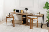 Schreibtisch Twin Study Desk aus Metall und melaminharzbeschichteten Holz in Atlantische Kiefer und Schwarz, 240×60×74 cm von Hanah Home – Bild 2