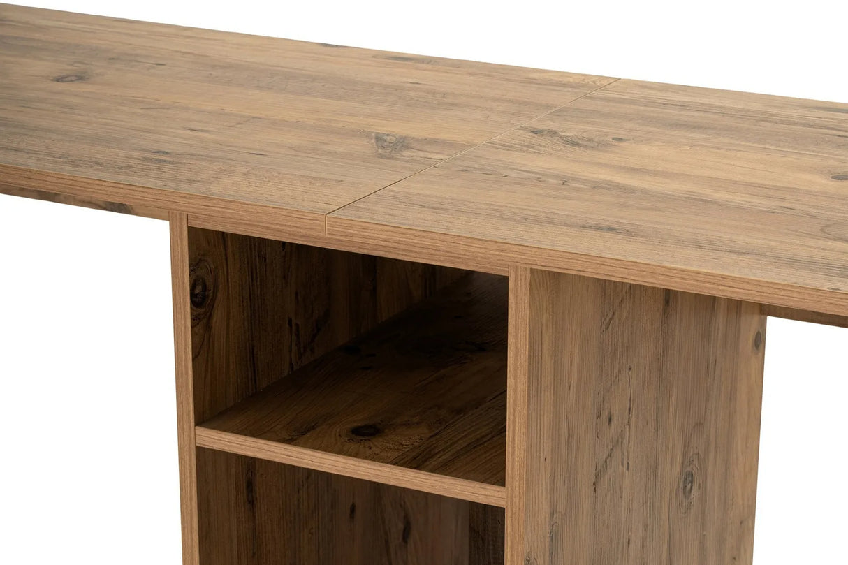 Schreibtisch Twin Study Desk aus Metall und melaminharzbeschichteten Holz in Atlantische Kiefer und Schwarz, 240×60×74 cm von Hanah Home – Bild 8