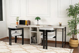 Schreibtisch Twin Study Desk aus Metall und melaminharzbeschichteten Holz in Freesie-Marmor und Schwarz, 240×60×74 cm von Hanah Home – Bild 2