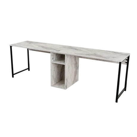 Schreibtisch Twin Study Desk aus Metall und melaminharzbeschichteten Holz in Atlantische Kiefer und Schwarz, 240×60×74 cm - ZEN ZONE Furniture