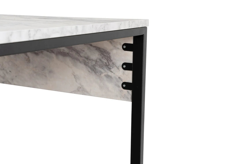 Schreibtisch Twin Study Desk aus Metall und melaminharzbeschichteten Holz in Freesie-Marmor und Schwarz, 240×60×74 cm von Hanah Home – Bild 8