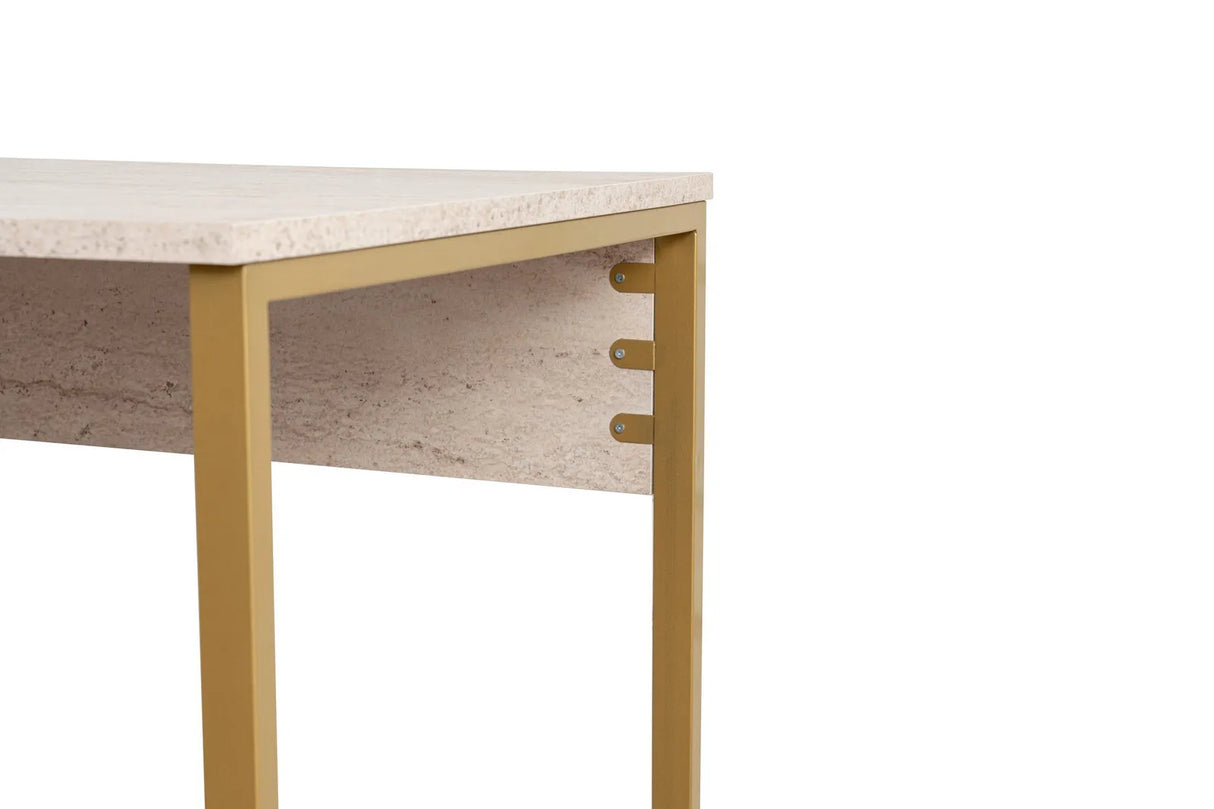 Schreibtisch Twin Study Desk aus Metall und melaminharzbeschichteten Holz in Travertin und Gold, 240×60×74 cm von Hanah Home – Bild 7