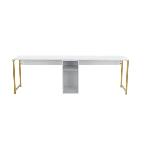 Schreibtisch Twin Study Desk aus Metall und melaminharzbeschichteten Holz in Atlantische Kiefer und Schwarz, 240×60×74 cm - ZEN ZONE Furniture