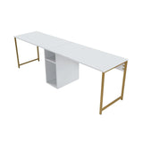 Schreibtisch Twin Study Desk aus Metall und melaminharzbeschichteten Holz in Atlantische Kiefer und Schwarz, 240×60×74 cm - ZEN ZONE Furniture