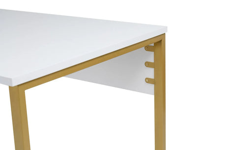 Schreibtisch Twin Study Desk aus Metall und melaminharzbeschichteten Holz in Weiß und Gold, 240×60×74 cm von Hanah Home – Bild 6