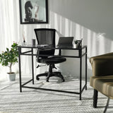 Schreibtische Network aus gehärtetem Glas und Metall in Schwarz und Rauch, 100×45×75 cm von Hanah Home – Bild 1