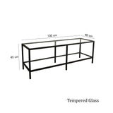 TV-Schrank Basic aus Metall und gehärtetem Glas, 130×40×45 cm von Hanah Home – Bild 8