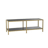 TV-Schrank Basic aus Metall und gehärtetem Glas in Dunkelgrau und Gold, 130×40×45 cm von Hanah Home – Bild 6