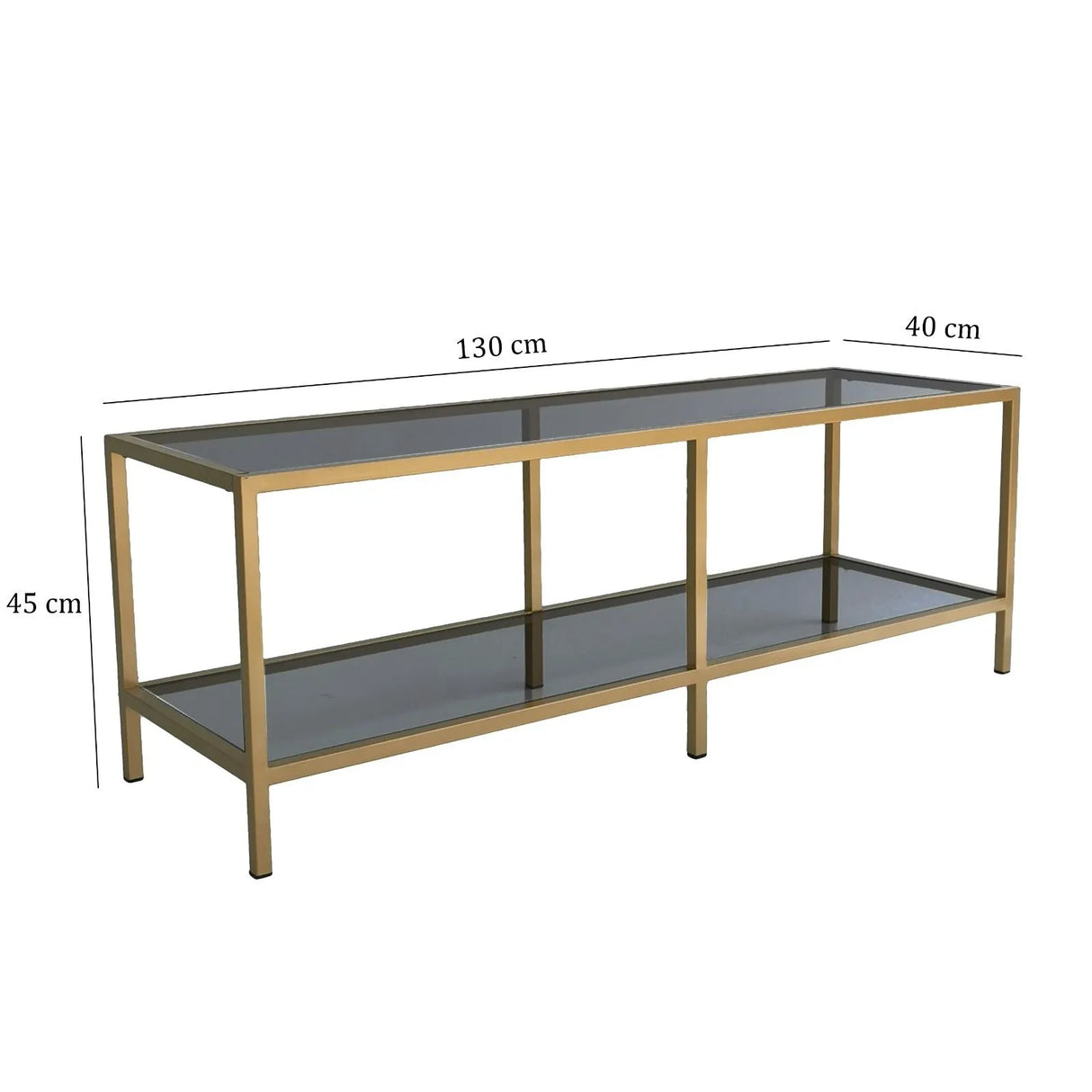 TV-Schrank Basic aus Metall und gehärtetem Glas in Dunkelgrau und Gold, 130×40×45 cm von Hanah Home – Bild 7