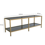 TV-Schrank Basic aus Metall und gehärtetem Glas in Dunkelgrau und Gold, 130×40×45 cm von Hanah Home – Bild 7