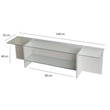 TV-Schrank Escape aus melaminbeschichteten Holz und gehärtetem Glas, 158×35×40 cm von Hanah Home – Bild 8