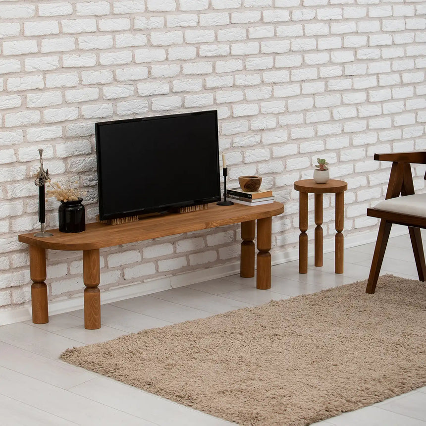 TV-Schrank Ida aus Massivholz, 140×35×40 cm von Hanah Home – Bild 2
