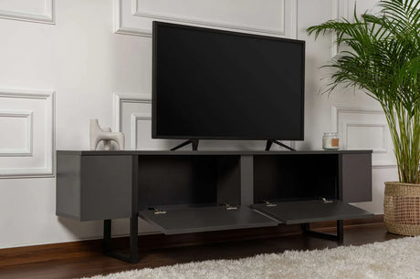 TV-Schrank Serenity aus melaminbeschichteten Holz in Anthrazit und Schwarz, 180×29,5×50 cm von Hanah Home – Bild 3
